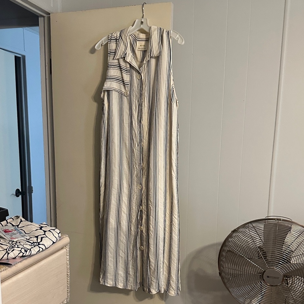 Anthropologie Striped Maxi Dress - White and Blue